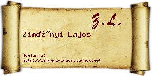 Zimányi Lajos névjegykártya